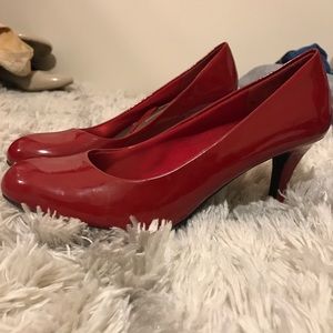Red patent leather material heels